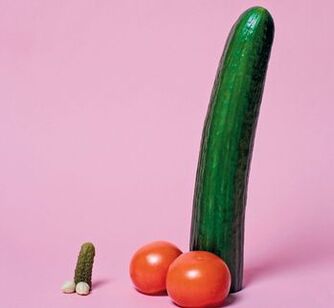 majhen in povečan penis na primeru zelenjave